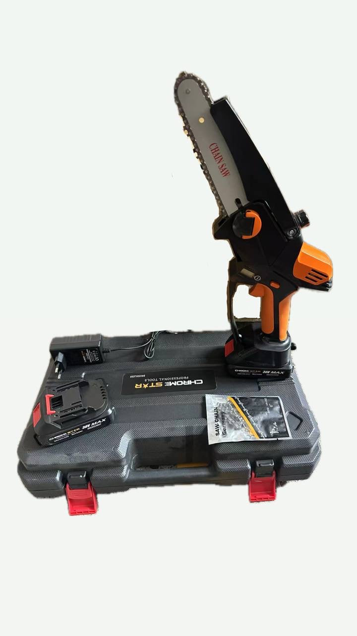 Промо 2в1 комплект ChromeStar Акумулаторна Лозарска ножица с дисплей и Безчетков Трион с автоматично омасляване + 2 батерии и 2 зарядни