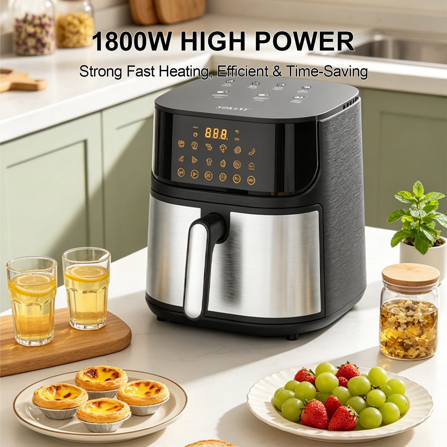 Air Fryer Еърфрайър SOKANY 7L 1800W Дигитален дисплей