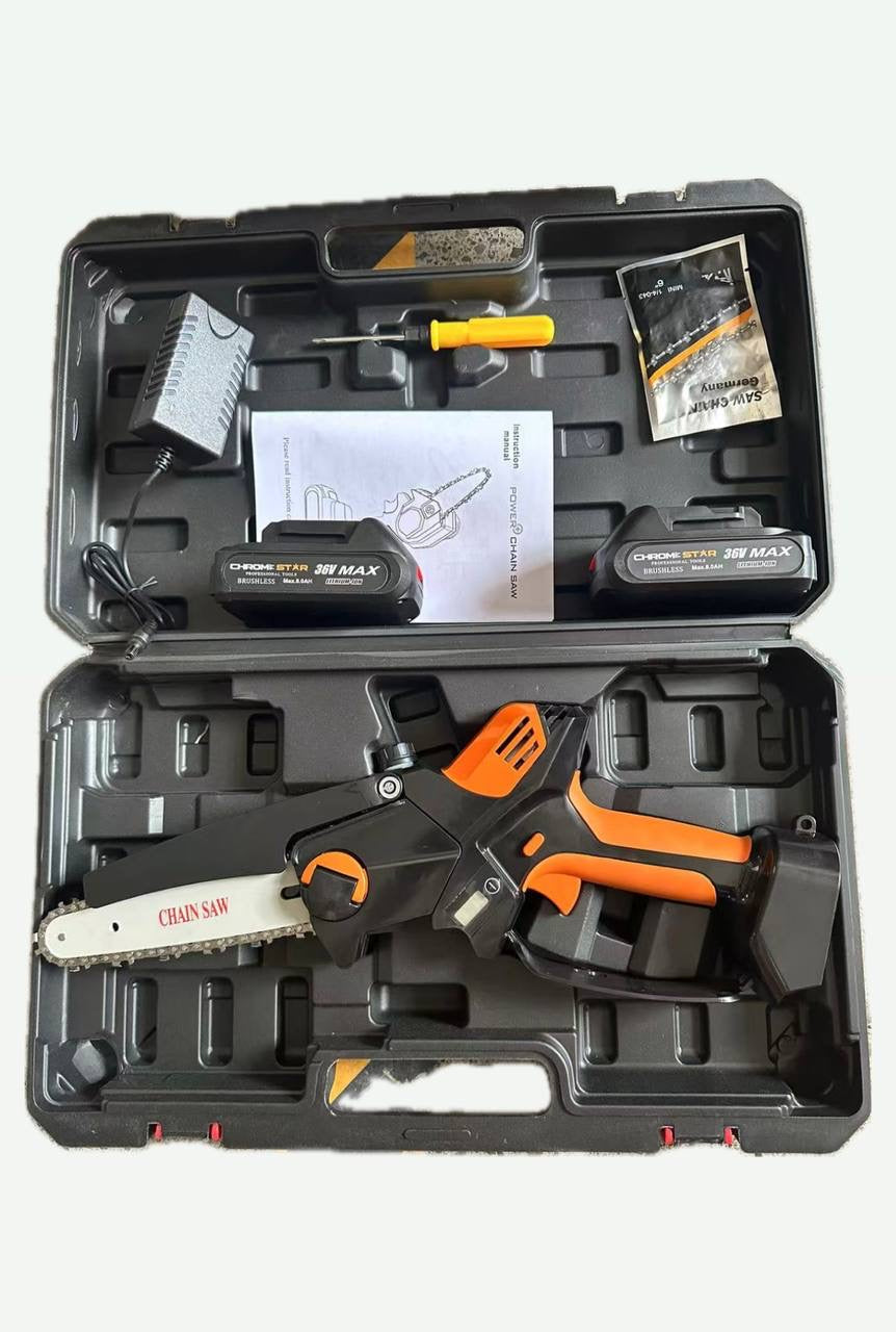 Промо 2в1 комплект ChromeStar Акумулаторна Лозарска ножица с дисплей и Безчетков Трион с автоматично омасляване + 2 батерии и 2 зарядни