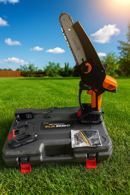 Акумулаторна Безчеткова Мини Резачка с автоматично омасляване ChromeStar с две батерии 36V/ 8Ah и две вериги