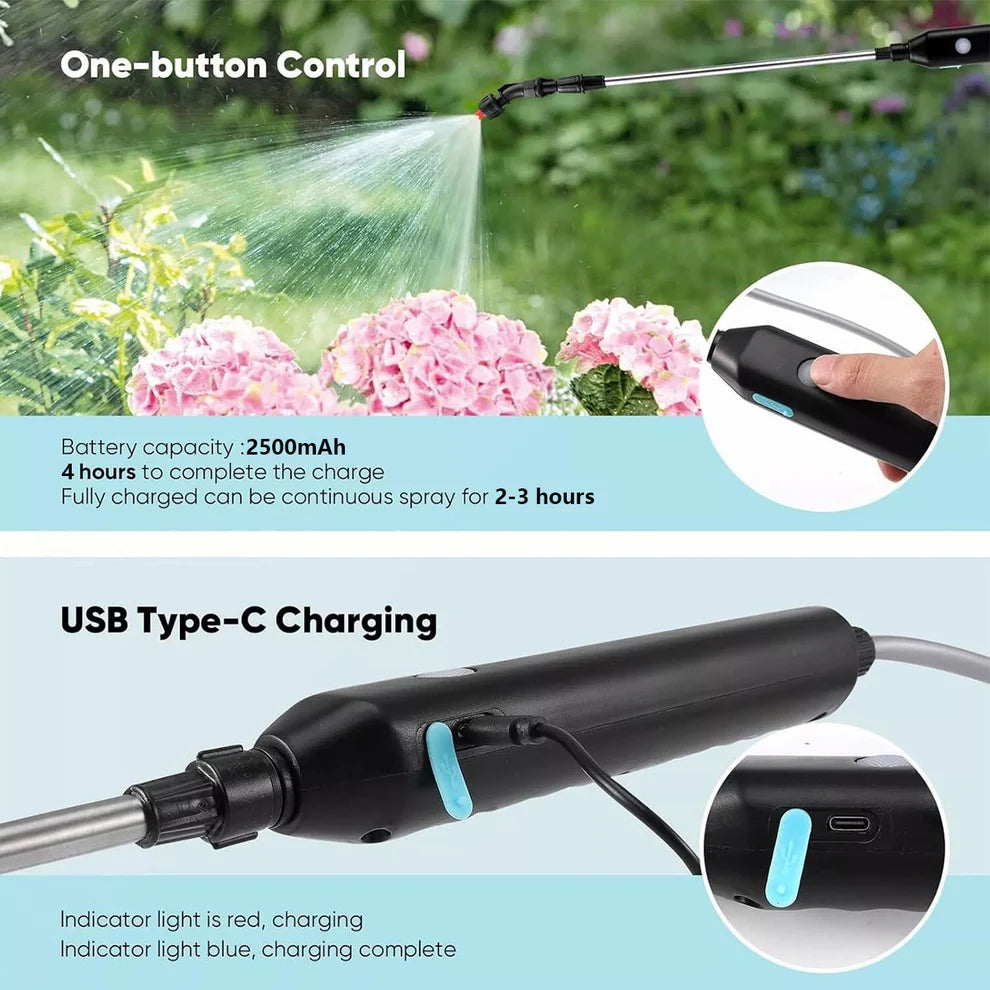Акумулаторна Пръскачка 6 литра с USB TYPE-C ЗАРЕЖДАНЕ-МОЩНА, УДОБНА И ГОТОВА ЗА ВСЯКА ГРАДИНА