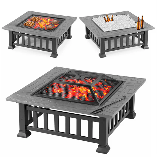 3в1 маса 'Fire Pit' - BBQ, камина, ледарка