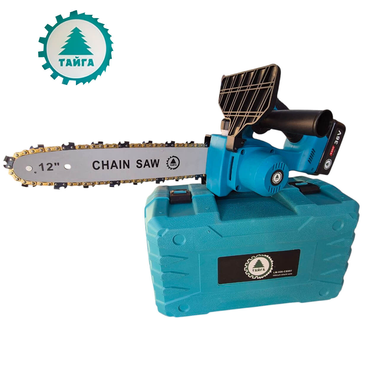 Акумулаторна резачка Тайга 36V Трион за клони с 2 батерии и 2 вериги